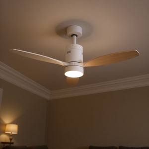 Ventilatore da Soffitto LED Moderno da 52 Pollici con Pale in Legno Massello, Motore Silenzioso Reversibile, Telecomando e Luce per Uso Interno - Product Image 2