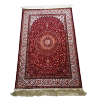 Tapis de prière rectangulaire moderne lavable en polyester épais avec imprimé diamant doré en velours, rembourrage épais pour un fond antidérapant