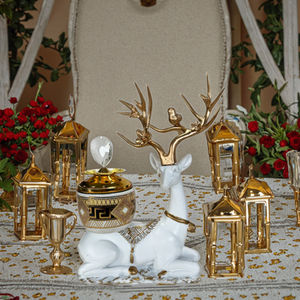 642004-82 Bruciatore di Incenso Arabo in Ceramica Metallica a Forma di <span class=keywords><strong>Cervo</strong></span> <span class=keywords><strong>Bianco</strong></span> e Nero Decorazione per Ramadan Articoli per Feste PartyMaker 16*19cm - Product Image 6