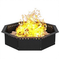 Mocomax – Anneau de foyer moderne mat sans fumée, diamètre extérieur 28 pouces, diamètre intérieur 24 pouces, grand foyer en acier massif pour brûler du bois