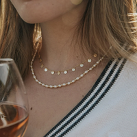 Collier pendentif disque martelé en acier inoxydable 316L plaqué or 18 carats PVD, style bohème, pour superposition, étanche