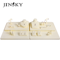 Présentoir à bijoux à niveaux JINSKY pour bagues, colliers et boucles d'oreilles, organisateur de comptoir pour magasin de détail, logo personnalisé accepté
