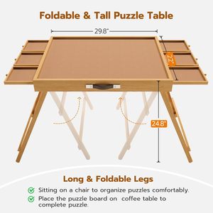 Tall Puzzle <b>Table</b> with 6 Drawers Board <b>Folding</b> <b>Legs</b> 29.8" X 22" Portable for Adults Furniture - Product Image 2