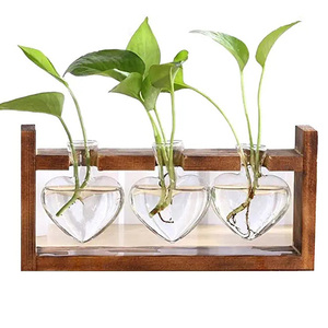 Dropshiping Plant Terrarium With Wooden <b>Stand</b> Desktop Glass Planter Bulb Vase Hydroponics Holder Propagation Station - Product Image 1
