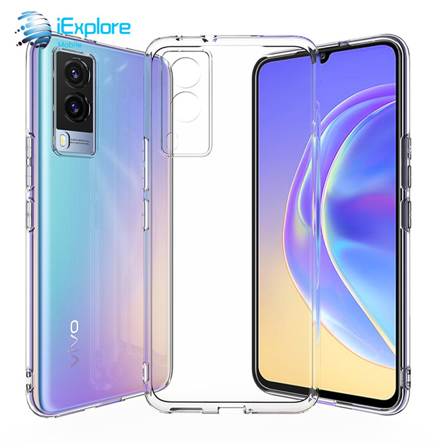 IExplore Soft Crystal clear Transparent 2mm TPU Phone case with Fingerprint Proof Spot for Vivo V21E 5G V605G Y400 V50 LITE 5G