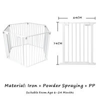 PRODIGY PPI001 Barrière pour animaux de compagnie extra large réglable en fer, parc pour chiens et chats, fermeture à bouton, autoportante, usage domestique, multifonctionnelle, finition poudrée