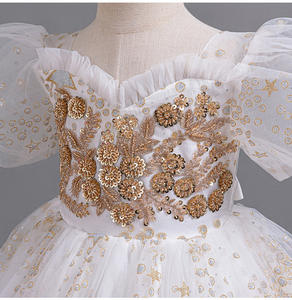 유럽과 미국 긴 소녀의 공주 원피스 스팽글 메쉬 원피스 꽃 소녀의 웨딩 드레스 - Product Image 3