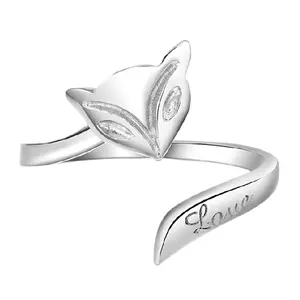 Новое модное Открытое кольцо с красивой серебряной лисой