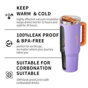 Vaso Térmico Portátil de Gran Capacidad de 40 oz con Asa y Tapa Antiderrames <span class=keywords><strong>para</strong></span> Coche, Botella de Agua Térmica <span class=keywords><strong>para</strong></span> Exteriores - Product Image 5