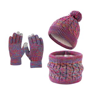 FF3223 Garçons Filles Toddler Enfants Chaud Tricoté Hiver Chapeau et Gants Écharpe Ensembles Polaire Doublé Enfants <span class=keywords><strong>Bonnet</strong></span> Gants Écharpe Ensemble - Product Image 1