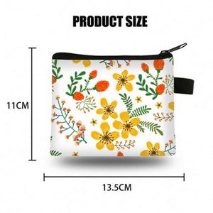 Custom Print Cute Student Girls Coin Purse Polyester Change <b>Storage</b> Bag Flowers Printing Coin Bag - Product Image 3