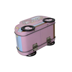 Cute Car Shaped Tin <b>Box</b> With Handle & Lock Custom Printed Kids <b>Metal</b> Tin Case for Candy Chocolate Snack Gift Storage - Product Image 3