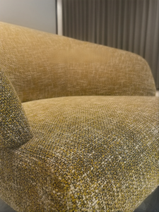 Fauteuil en tissu de lin de luxe, chaise de loisirs contemporaine rembourrée avec structure en acier inoxydable pour la maison et l'hôtel - Product Image 3