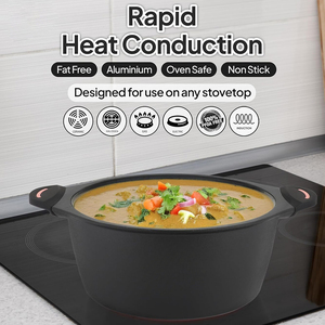 High Quality Modern Metal Ceramic Coated Pot <b>Pan</b> Silicone Glass Lids Soft Touch Handle Non-Stick Die <b>Cast</b> Aluminum Cookware Set - Product Image 4