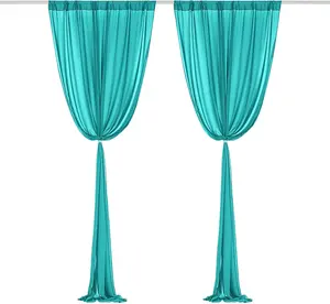 Custom 60x120 Inches Long Sheer Chiffon Curtains for for Wedding Tulle Scarf 10FT Curtains Ceiling Backdrop Drapes