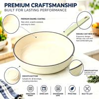 Ensemble de 4 ustensiles de cuisson en fonte émaillée : poêle côtelée, casserole à lait, cocotte, pour cuisinières à induction et à gaz, usage domestique et professionnel