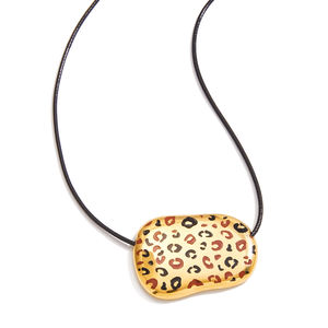 J & D不规则豹纹项链18k金不锈钢黑蜡绳不规则大光滑涂油豹纹吊坠项链 - Product Image 1