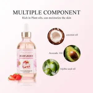 Wholesale Pure Natural Skin Brightening Deep Moisturizing Handcrafted Strawberry Shortcake BodyJuice Oil