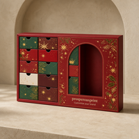 Boîte de calendrier de l'avent personnalisée de luxe avec plusieurs compartiments vides pour l'emballage du compte à rebours de Noël, idéale pour les échantillons de beauté et les cadeaux