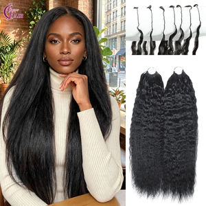 Extensiones de Cabello Humano Virgen Brasileño FH al por Mayor con Punta de Pluma para Trenzas de Ganchillo, Liso Kinky, Nudo Milagroso - Product Image 1