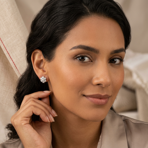 Boucles d'oreilles clous pour femmes en argent sterling 925 avec diamant naturel taille ronde 1,16 carat, bijoux de mariage tendance plaqués rhodium - Product Image 2