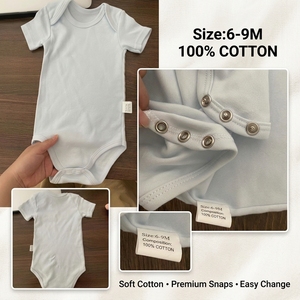 Body <span class=keywords><strong>de</strong></span> Punto <span class=keywords><strong>de</strong></span> Algodón <span class=keywords><strong>de</strong></span> Manga Corta Unisex para Bebé, Niño y Niña, Lavable a Máquina, Blanco Liso, Proveedor Chino, Venta al por Mayor - Product Image 2