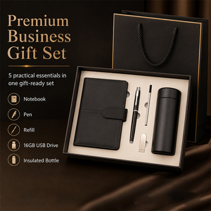 Executive Notebook Gift Set PU Leather Organizer With Tumbler Pen And USB For Employee Appreciation Gifts - Product Image 2