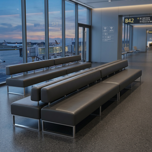 Sofá de Espera Moderno con Estructura Metálica para Oficina, Banco Largo para Recepción Comercial, Asiento para Banco, Hotel, Vestíbulo y Áreas Públicas - Product Image 2