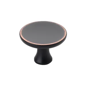 Chinese Factory Round Flat Drawer Knobs Black Furniture Hardware Pull Handle Mushroom Shape Kitchen Cabinet Knobs 1473