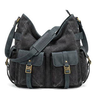 Bolso Bandolera de Lona para Hombre, Gran Capacidad, Múltiples Bolsillos, Cierre de Hebilla, para Uso Diario - Product Image 1