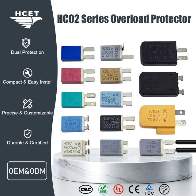 HCET HC02 Home Appliance Parts High Precision Circuit Breaker Motor Load Thermal Protector Electric/Battery Power Automatic