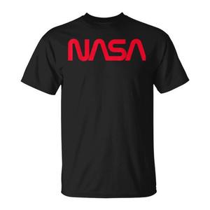 Camiseta roja Nasa Worm para adultos, ropa informal de algodón unisex - Product Image 1