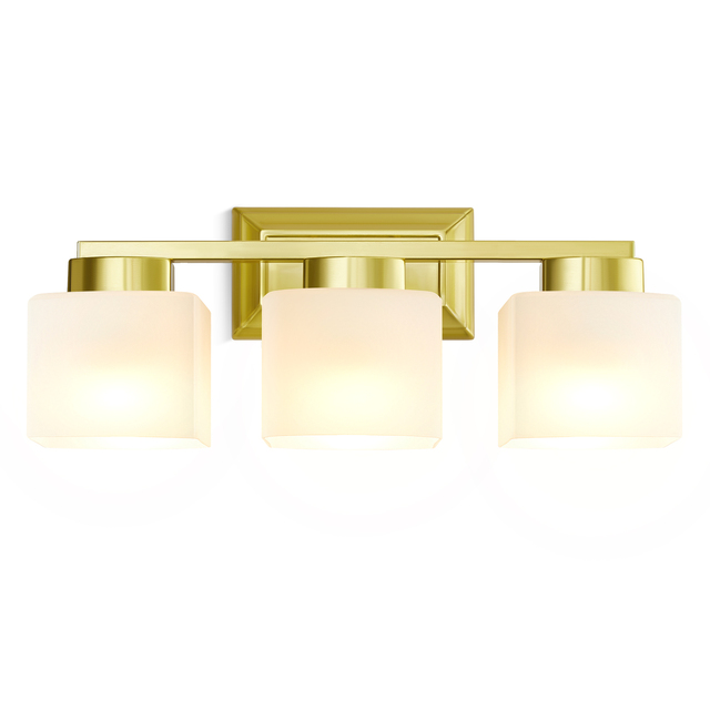 Modern Nordic 3 Light LED E26 Recessed Wall-Mounted Brushed Nickel White Glass Iron Bathroom Vanity Wall Lamps