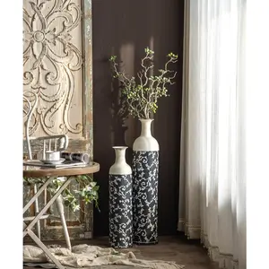 复古花瓶家居装饰设计师蓝白中式奢华金属客厅仿古地板花瓶