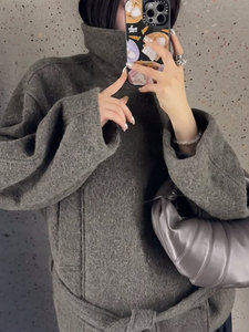 <span class=keywords><strong>Poncho</strong></span> court asymétrique <span class=keywords><strong>en</strong></span> laine d'<span class=keywords><strong>alpaga</strong></span> style Lem Vintage pour <span class=keywords><strong>femme</strong></span>, automne-hiver, gris, vert et noir, manteau <span class=keywords><strong>en</strong></span> laine - Product Image 4