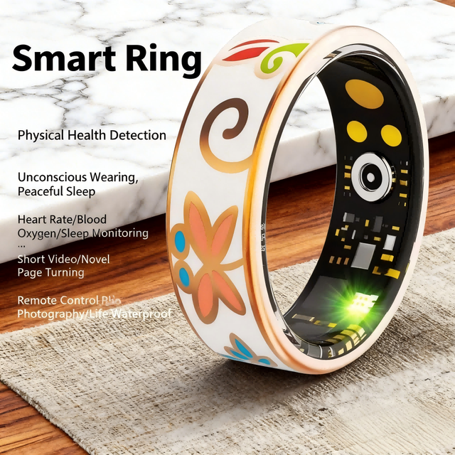 Magnetic Charging Smart Health Rings Blood Oxygen Heart Rate and Sleep Monitoring Body Temperature Detection Smart Rings for Men
