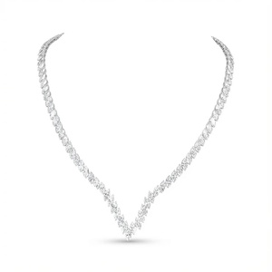 Nouveauté Collier en or blanc avec diamants marquise, bijoux de mariage de luxe pour femmes - Product Image 1