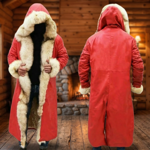 Veste d'hiver décontractée pour homme en cuir rouge uni avec fermeture éclair, col montant, coupe-vent, respirante, logo frontal - Product Image 3
