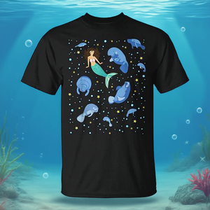 Camiseta con diseño de sirena, manatí y princesa del mar para niñas, diseño de fiesta de verano - Product Image 3