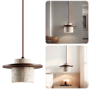 Suspension en pierre naturelle style rétro, abat-jour en terrazzo, taille moyenne, hauteur réglable, intensité variable, ampoule E27, fixation au <span class=keywords><strong>plafond</strong></span> - Product Image 4