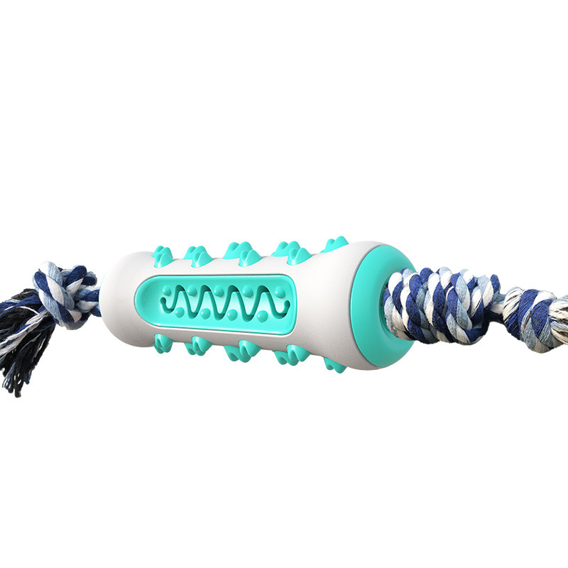 Brosse à dents pour chien à un os avec coque en corde grise