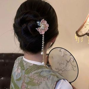 Horquilla de pelo en forma de U estilo chino para mujer, con borla de estilo antiguo, para moños, estilo vintage, joyería para el cabello - Product Image 3