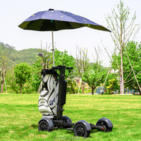 Chariot de golf électrique à quatre roues en aluminium, capacité de charge de 150 kg, portée de 18 trous, porte-sac de golf, porte-boissons