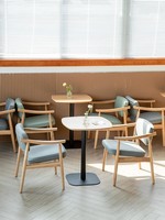 Table à manger en bois de frêne siège en cuir chaise de salle à manger pour café restaurant occidental
