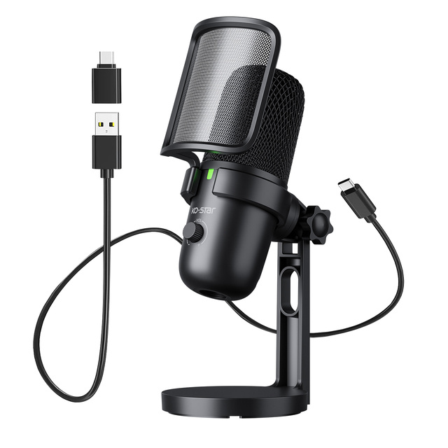 Studio Recording USB Wired Microphone Omni-Directional Condenser Interview Podcast Plug Play Microphone