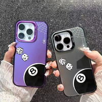 Casing Handphone TPU PC Berlapis Perak dengan Cetakan Bola Biliard untuk iPhone 11 12 13 14 15 16 17 18 Pro Max