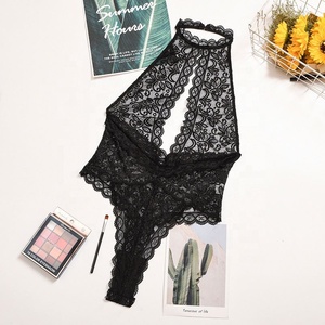 Vente en gros de nuisette sexy pour femmes robe à poitrine ouverte en V profond avec <span class=keywords><strong>dentelle</strong></span> noire évider Teddy <span class=keywords><strong>body</strong></span> lingerie trou décoration - Product Image 3