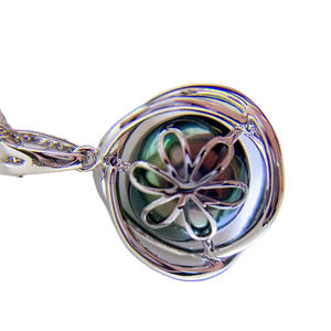 New Socialite S925 Pearl 11-10MM Round Flawless <b>Peacock</b> Green Necklace with Gift Box Tempered for the Elegant Individual - Product Image 5