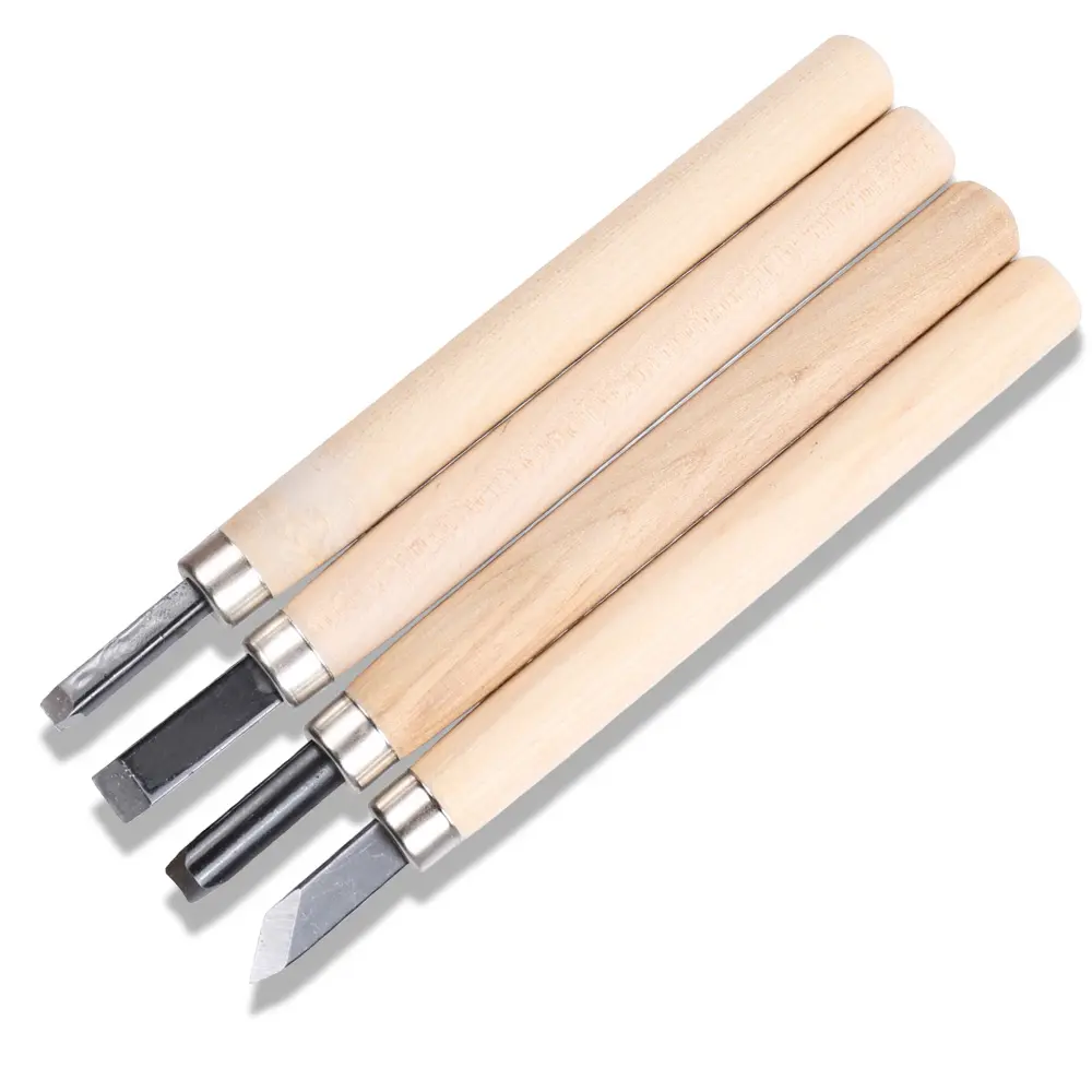 4pcs Basic Wood Cut DIY and Detailed Woodworking Gouges Hand Tool Wood Carving Tools Kit Spoon Carving Chisels Knife