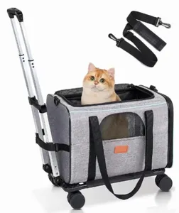 Переноска для кошек и собак со съемными колесами-одобренная авиакомпанией переноска для мелких домашних животных и кошек дорожная сумка для домашних животных